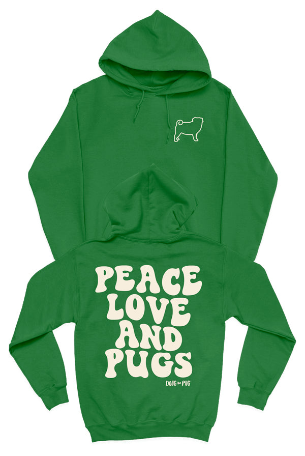 Peace Love & Pugs Hoodie (Puff)